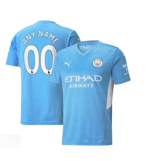 Youth CUSTOM 2021/22 Manchester City Home Light Blue Authentic Jersey